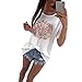 Produktbild Kurzarm Oberteile Damen,Internet Frauen Mode Drucken Tops Bluse/Beiläufig Tanktops Pullover O-Ausschnitt T-Shirt High Heels Druck Sommerhemd (Weiß-2, XXXL)