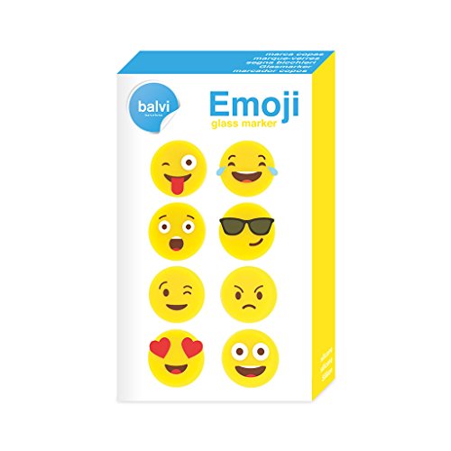 Balvi – Emoji Glasmarkier-Set aus Silikon. Set bestehend aus 8 verschiedenen Markierern mit Emoticon-Motiven, um Tassen und Gläser zu unterscheiden. - 2