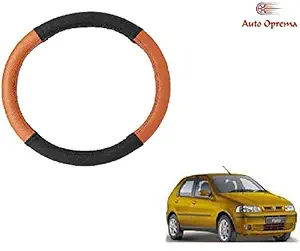 Auto Oprema Leatherette Car Steering Wheel Cover (Black,Tan) for Fiat Palio D