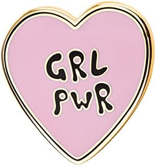 likalla heart pin "GRL PWR" (girlpower), gold plated, high quality hard enamel pink and black.