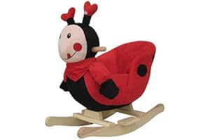 The Rocking Horse Co Neuf Peluche Coccinelle Chaise à Bascule - Animal Rocker - Deluxe avec Écharpe & Antenne sur en Bois Rockers avec en Bois Poignées