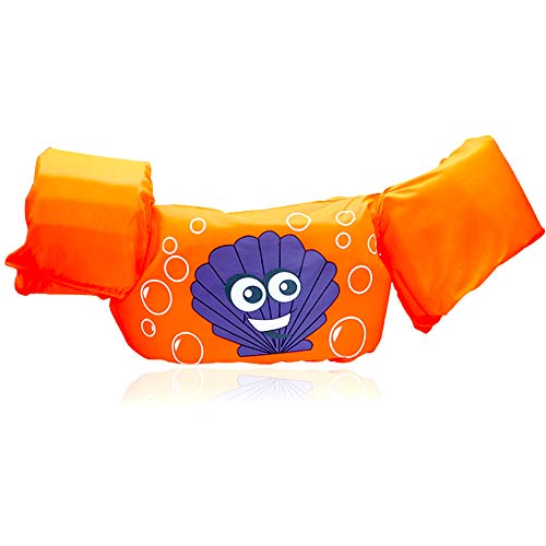 Vansoon Chaleco Flotante para Nadar para niños,brazaletes inflables para Grupos de Charco,Chaqueta de natación Flotadores con Brazo para niñas y niños de 2 a 6 años,ayudas de natación (Orange)