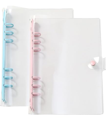 HIMOMO 4 Stück A5 Ringbuch mit 48 PVC Geldumschlägen, Transparentes A5 6-Loch Ringbuch, Nachfüllbares Notizbuch Ringordner für Bargeld, Karten, Scrapbooking und Bürobedarf