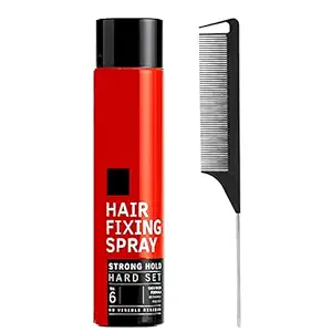 Calitate24 Professional Hair Spray Fixer for Women Shine Mist Hair Fixing Spray for Long Lasting Hairstyle Extreme Hold Hair Styling with Steel Pin Tail Comb (420ml)