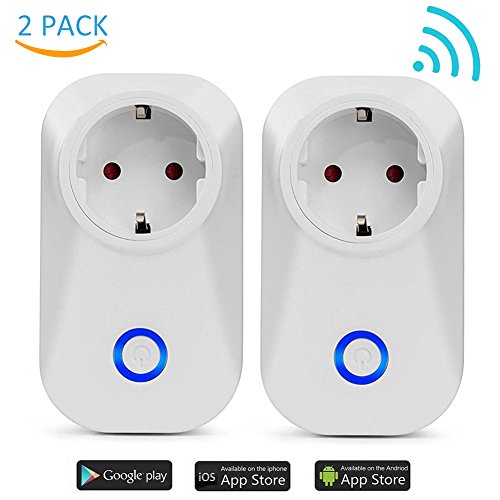 Preisvergleich Produktbild Per Intelligente Steckdose Wuudi Wifi Fernbedienung Steckdose mit Zeitsteuerung Energiesparfunktion Arbeite mit Alexa (2pcs)
