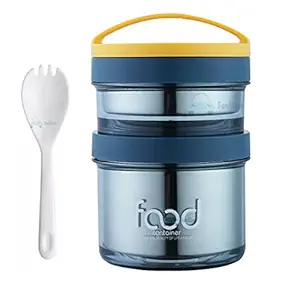 FunBlast Lunch Box for Kids Insulated Bento Box for Kids ? Leak-Proof Insulated Lunch Box with Inner case - Air Tight Round Shaped Tiffin for Boys, Girls, School & Office Men ? 900 ML