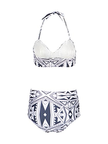 Blooming Jelly Damen Neckholder Geo-Druck mit hoher Taille Bikini Set Bademode - 3