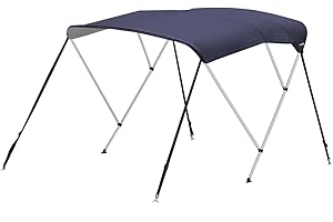 Oceansouth 3 Bow Bimini Top with integrated storage boot (Blue, Width 1.7m - 1.9m) Bows Frame Sun Shade Boat Waterproof Cover Boot Storage Strap Giant Bow Large Big Fishing