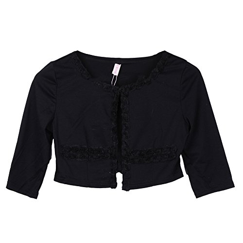 New Womens 1/2 Sleeves Crew Neck Shawl Flower Bowknot Bolero Shrug Top