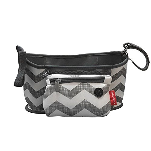 SZTARA Stroller Organizer Multifunctional Baby Pram Storage Bag for Outdoor Walking Jogging Diapering Supplies Bottle Food Toys Holder Stripe