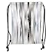 Produktbild OQUYCZ Drawstring Sack Backpacks Bags,Silver,Modern Composition with Vertical Color Bands and Vibrant Star Figures Decorative,Gray Black Light Blue Soft Satin,5 Liter Capacity,Adjustable Strin