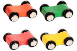 Fun World Toys Wooden Click Clack Racetrack with 4 racing cars (4 Spare Racing cars)