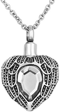 Uniqueen Cremation Jewellery Urn Necklaces for Ashes Heart Crystal Keepsake Pet Memorial Pendants (April Birthstone)