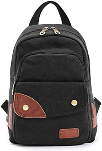 SAIERLONG Women's And Men's Backpack School Bag Travel Bag Black Canvas
