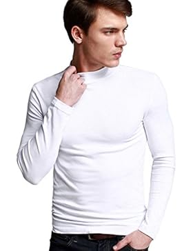 OCHENTA Herren Langarmshirt Rollkragen Slim Fit Freizeit T-Shirts