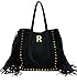 Produktbild Kunstleder Tasche mit Fransen und personalisierte Nieten mit Initiale - nero, R