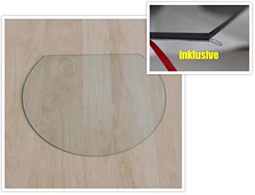 Preisvergleich Produktbild Kreisabschnitt 120x105cm - Funkenschutzplatte Kaminbodenplatte Glasplatte Kaminofen Unterlage (Kreisabschnitt 120x105cm mit Silikon-Dichtung)