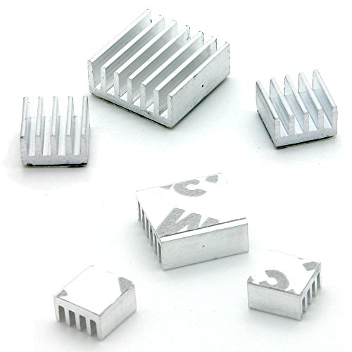 Raspberry Pi 3 Modell B – Full Starterkit – Bestehend aus: Raspberry Pi 3, Micro USB Netzteil 5V / 2,5A, HAT kompatibles Raspberry Pi Gehäuse schwarz/transparent, SanDisk 16GB Class 10 MicroSDHC Speicherkarte bespielt mit dem NOOBS Betriebssystem + Adapter, 2,0m HDMI Kabel und Kühlkörper-Set by avc-shop - 8