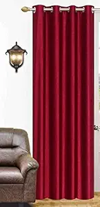 Tannushri Trendz Door and Window Curtains Crush Maroon Single Piece(4x7) 7 ft Window and Door Curtains