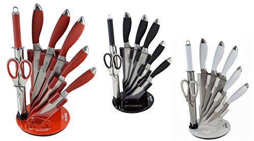 8tlg. Hochwertiges Messerset Edelstahl Küchenmesser Messer mit Acrylständer Rot - 3