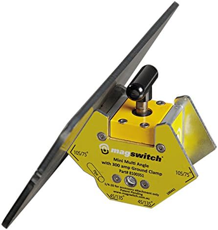 Mini Multi Angle Welding Magnet - for Metal Fabrication Welding Accessories and Tools, with 300 Amp Grounding Clamp Holder and Magnet On/Off Capabilities, 150 lb Holding Force