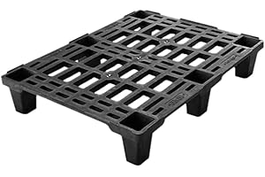 EMPOTEC Bancale Pallet 80x60x14 cm Peso 2,3 Kg Mezzo 1/2 Bancale in Plastica Molto Resistente Nero Ideale per Spedizioni con Bordo Perimetrale Portata Statica 600 kg Portata Dinamica 250 Kg Made in Italy (1)