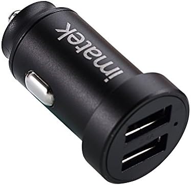 IMATEK Car Charger, CC2402 Black ULTRA COMPACT Fast Charging USB Car Charger Dual Port 4.8A Output for iPhone iPad Samsung Xiaomi Huawei &amp; More Device