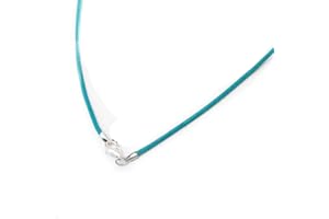 ULRIKE SCHMITT EDELSTEINKREATIONEN weiches Ziegen Lederband Lederkette türkis mit Echsilber Karabinerhaken 45 cm