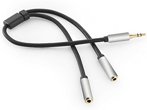 3.5mm Audio Splitter Cable SHHMA Headphone Splitter, Compatible for iPhone, Smartphones, Tablets, MP3 players (Black)