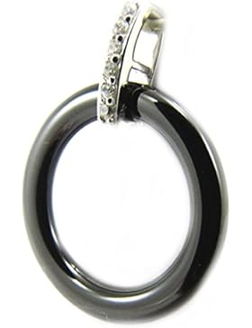 Les Trésors De Lily [L6705] - Silber anhänger 'Sissi' schwarz (keramik).
