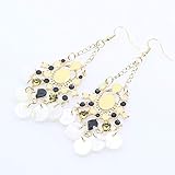 Estilo: Europa y América CFHJN Home Pendientes de Moda Bohemia Popular Conchas con Flecos Pendientes Salvajes (Color : Beige, Size : One Size)