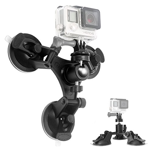 Fantaseal Triple Ventouse Voiture  Ventouse Fixation DSLR Ventouse    Support avec Gopro Adapteur T  te Rotule Rotatif de Triple  Car Suction Mount pour GoPro Hero 5 4  3  3  Session etc
