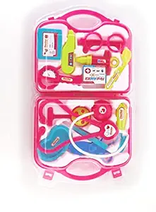 RAYFIN Doctor Play Set with Foldable Suitcase, Doctor Set Toy Game Kit, Compact Medical Accessories Toy Set Pretend Play Sets, Boys, Girls, Multicolor Doctor Play Sets for Kids for 2-6 Years Old Kids (PINK)