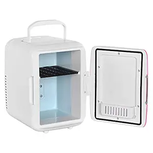 Mini Fridge Compact Fridge Cooling Super-Versatile Material: ABS Skincare for Drinks Breast Milk Snacks(Pink)