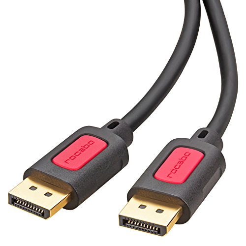 rocabo 1284 Cable DisplayPort a DisplayPort/DP a Display Port/Display-Port (Conector M) a DP (Conector M) / para PC, Ordenador, TV/Incl. transmisión Audio / 4k Ultra HD 2160p Full HD / 2,00m Negro