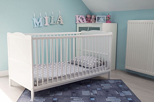 White Cot Bed 120x60cm B4Beds© with Luxury Mattress-Converts into Junior/Toddler Bed (White)