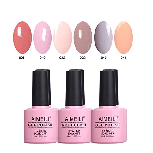 AIMEILI UV LED Gellack mehrfarbig ablösbarer Nagellack Gel Polish Set - 6 x 10ml - Set Nummer 22