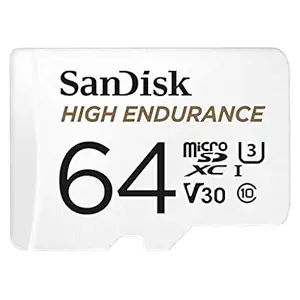 SanDisk 64GB High Endurance Video MicroSDXC Card with Adapter for Dash Cam and Home Monitoring Surveillance Systems - C10, U3, V30, 4K UHD, Micro SD Card - SDSQQNR-064G-GN6IA