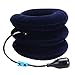 V-EWIGE Blue Whole Velvet Air Cervical Neck Traction Soft Brace Device Unit for Headache Head Back Shoulder Neck Pain Cervical Traction Inflatable Neck Support Brace Traction Control