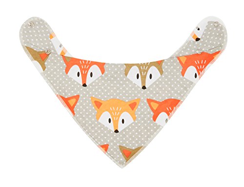 Weiche Bio-Musselin Decke mit aufeinander abgestimmtem, kostenlosen Lätzchen für Neugeborene bis Kleinkinder von Sabai Sabai, 2er Set freundlicher Fuchs (120 cm x 120 cm) - 3