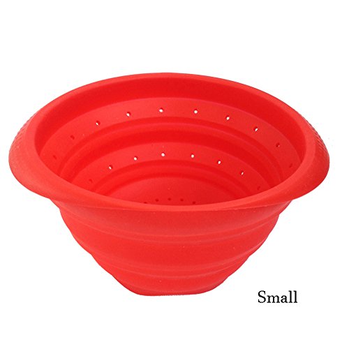 Faltbarer Platin-Silikonseiher (Ø14 cm, 1 L, Große: Klein), Hohe Qualität aus 100% Platin-Silikon, Made in Italy, Silikonsieb, Falbarer Seiher, Sieb Faltbar, Küchensieb, Abtropfsieb, Collapsible Silicone Colander, Strainer, 14 x 14 cm (Small - Red)