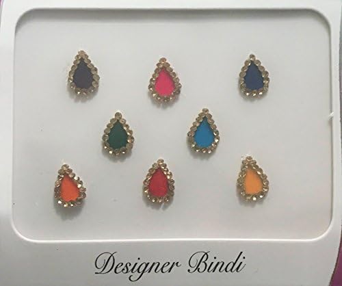 BDS807 - Multi Colour with Crystal Bindi Tattoos Sticker Wedding Party Bindi Tika Tikka Chandalo Bollywood