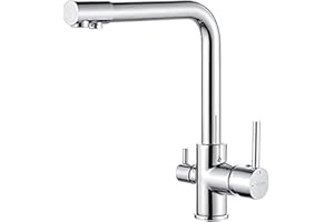 GRIFEMA DOVER-G4003 Rubinetto Cucina 3 Vie per Sistemi Osmosi, Miscelatore Cucina Tre Vie con Beccuccio Girevole a 360 ° (G3/8 Pollici), Cromo