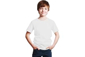 NetSetUK Kids Short Sleeve Crew Neck T Shirts Unisex Classic Fit Plain Cotton Rich Top UK (3 to 15 Years)