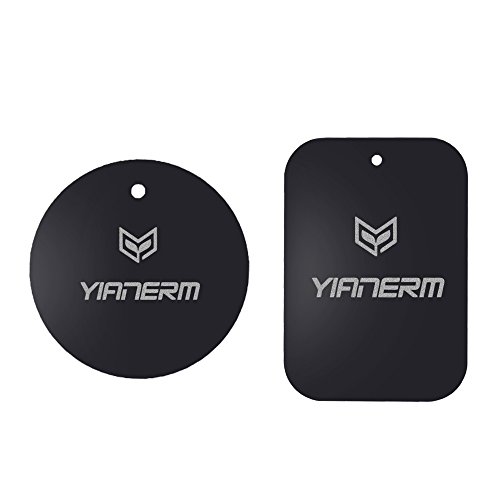 Placche Metalliche Yianerm 2 rettangoli e 2 rotonde lastre di metallo con supporto adesivo rettangolare e rotonda dischi per Magnetic cradle-less Mount