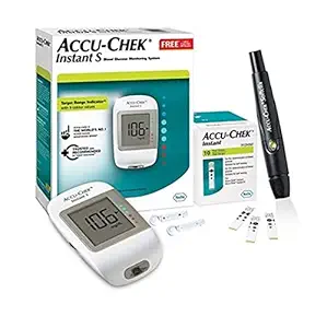 Accu-Chek Instant S Blood Glucose Glucometer Kit with Vial of 10 Strips, 10 Lancets and a Lancing device FREE for Accurate Blood Sugar Testing