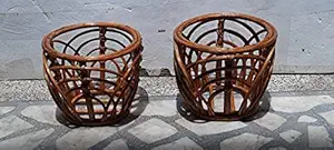 HM Services Wood Cane Bamboo Planter Stand for Home, Indoor, Garden, Outdoor, Living Room ,Balcony, (2 PES)