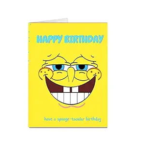 ORDOORS Happy Birthday greeting cards for friend, husband, wife, girlfriend, boyfriend special cards for birthday with envelope Spongebob Square Pants birthday wish cards for kids cute funny (9?X6?)