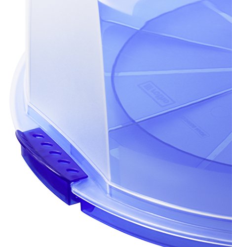 Rotho Tortenglocke „Fresh“ – Kuchen-Transportbox aus Kunststoff (PP), mit sicherem Verschluss und bequemem Tragegriff, spülmaschinengeeignet – blau/transparent, ca. 35,5×34,5×16,5 cm (LxBxH) - 4