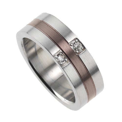 ZEEme Stainless Steel Edelstahlring W: 058 2 farbig Stahl/Braun 389070004-058